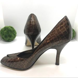 ANNE KLIEN ~ AK ~ Brown Peep Toe Heel Size 7M